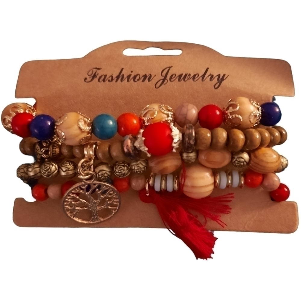Boho 4 Strand Beaded Braclet Tree of Life